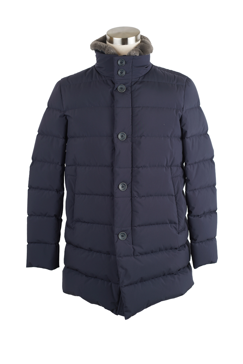 puffer jacket with shawl collar