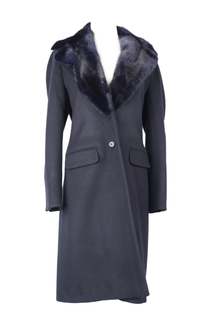 Cashmere Dress Coat W/ Mink Fur Collar