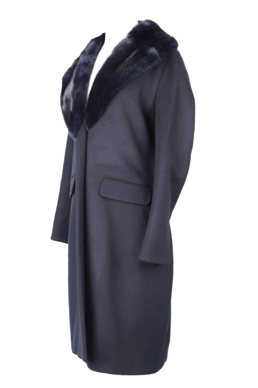 Cashmere Dress Coat W/ Mink Fur Collar