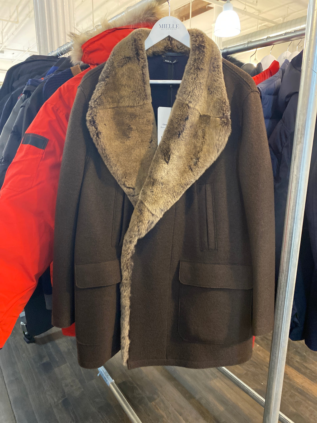 Beaver Fur Trim Dress Coat