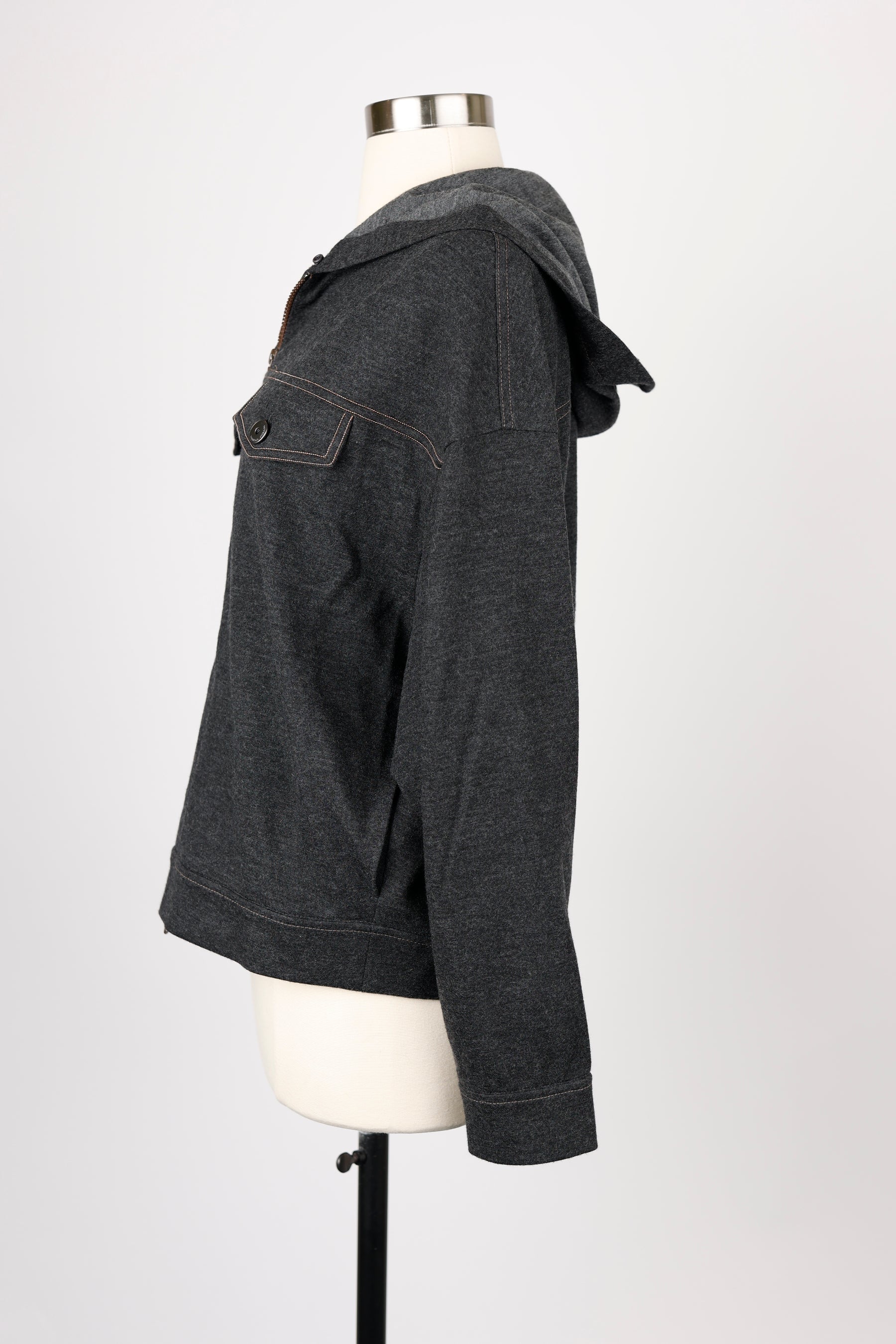 Cashmere Full Zip Denim Sweater