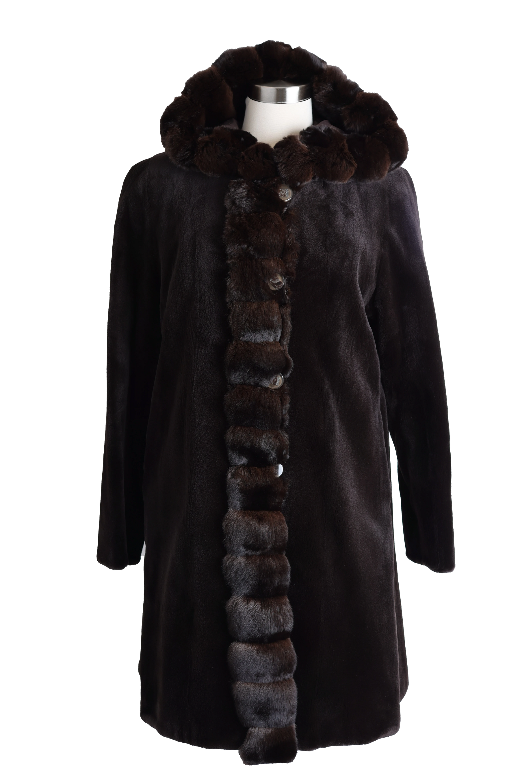 Sheared Mink Reversible Coat w/ Chinchilla Trim