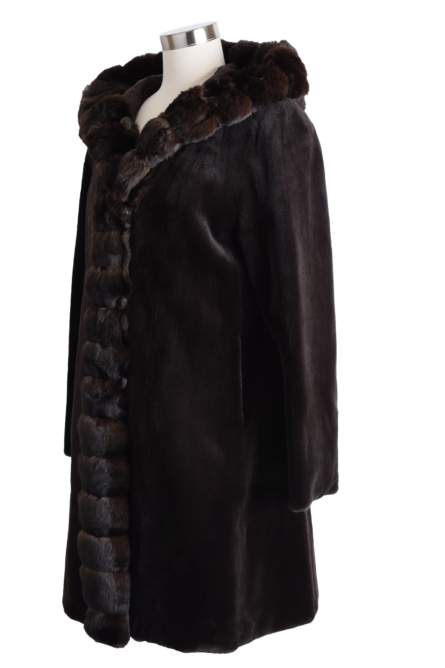 Sheared Mink Reversible Coat w/ Chinchilla Trim