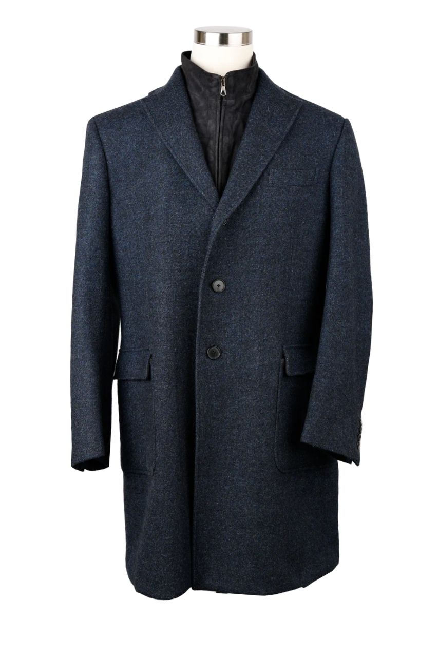 Wool Dress Coat w/ Suede Insert