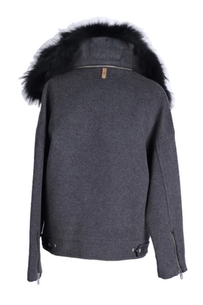 Wool-Cashmere Dress Coat W/ Fur Collar