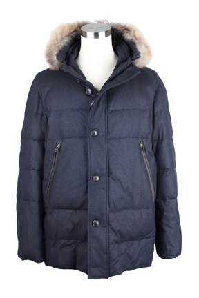 Wool Puffer Jacket W/ Fur Hood