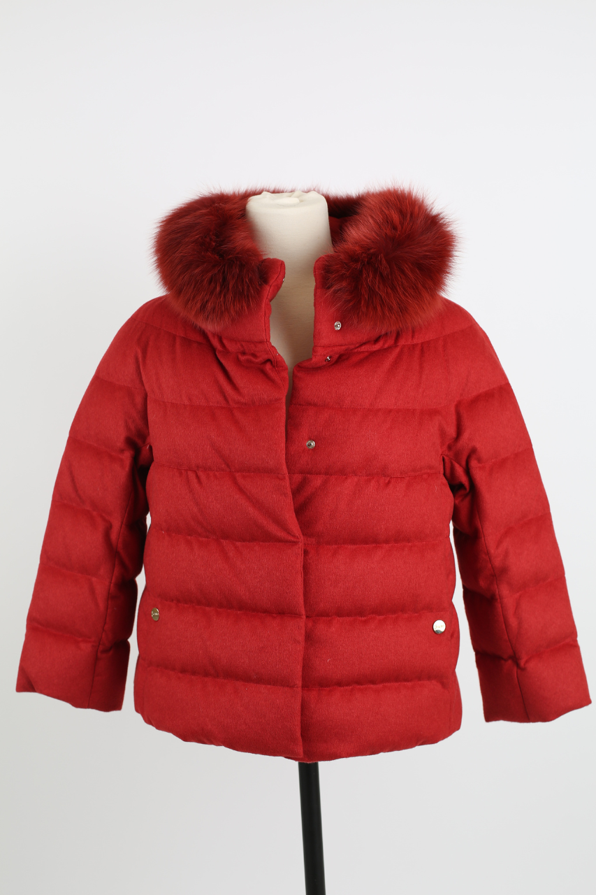 Cashmere/Silk Down Jacket W/ Fur Trim