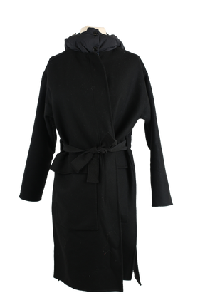 Fleole Wool Dress Wrap Coat w/ Down Bib