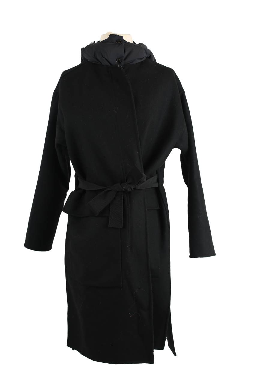 Fleole Wool Dress Wrap Coat w/ Down Bib