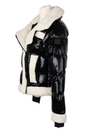 Shearling Puffer Jacket-Black