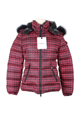 Badyfur Houndstooth Fur Hood Puffer Jacket