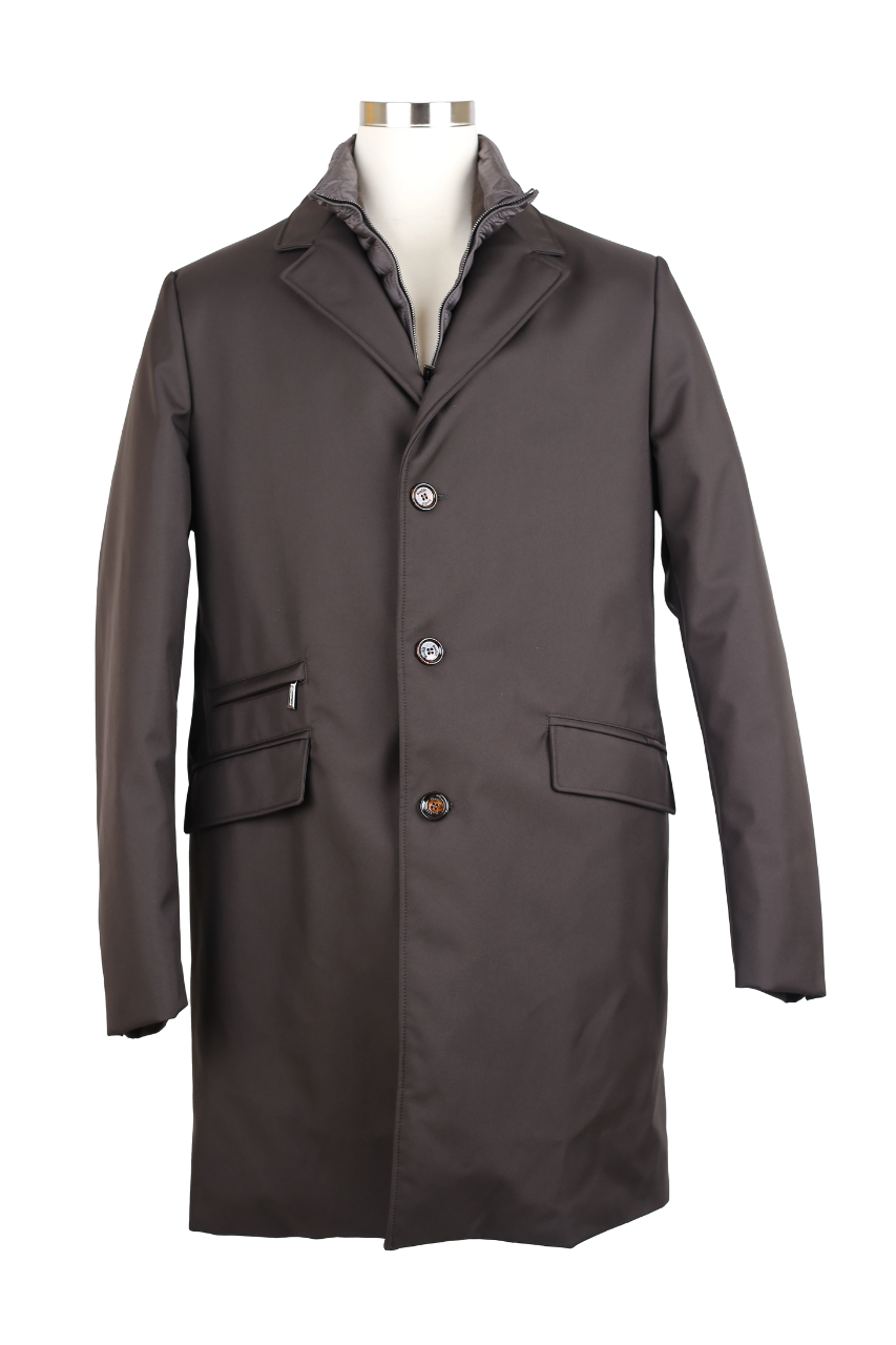 Down Filled Dress Coat Jacket w/ Removable Bib