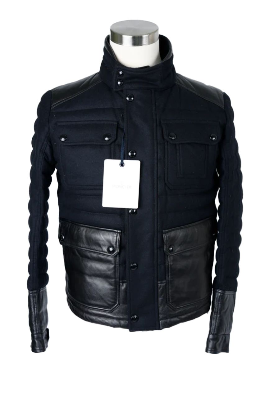 Wool Down Leather Puffer