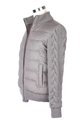 Cashmere/Silk Down Filled Knit Puffer Jacket