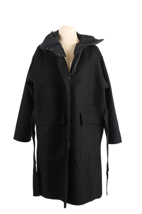 Fleole Wool Dress Wrap Coat w/ Down Bib