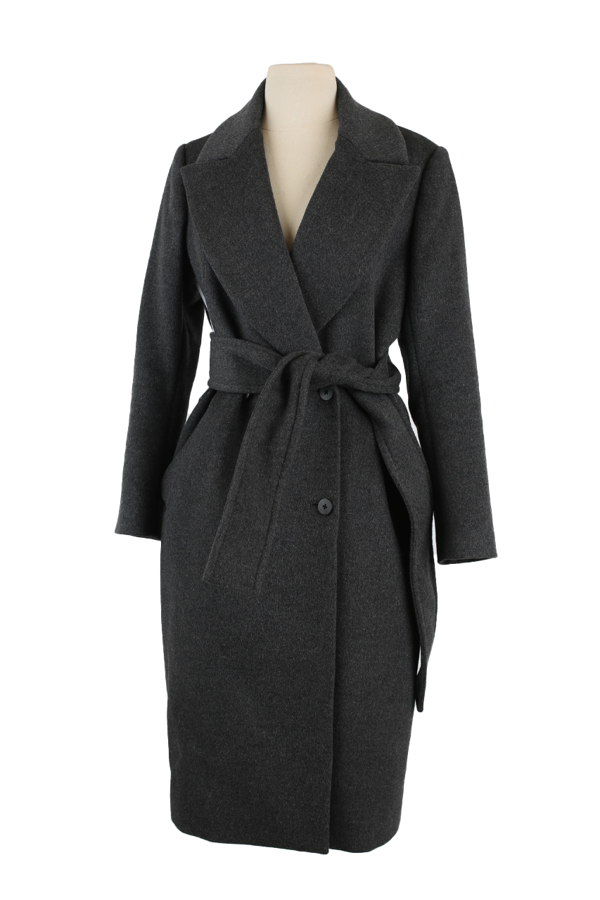 Wool/Angora Belted Wrap Coat