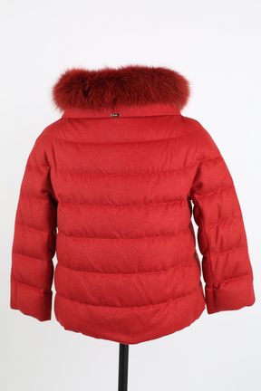 Cashmere/Silk Down Jacket W/ Fur Trim