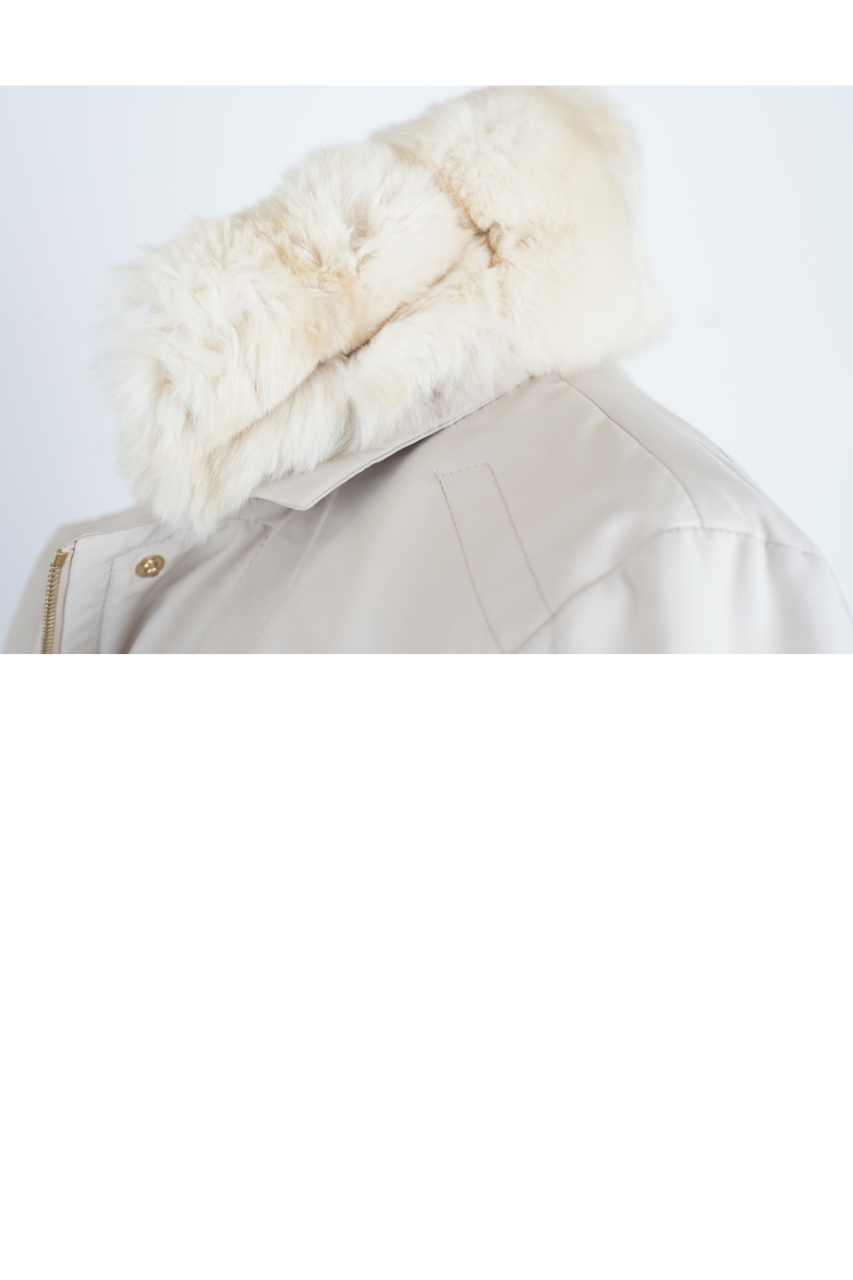 Cashmere Lined Lightweight Jacket w/ Removable Chinchilla Collar