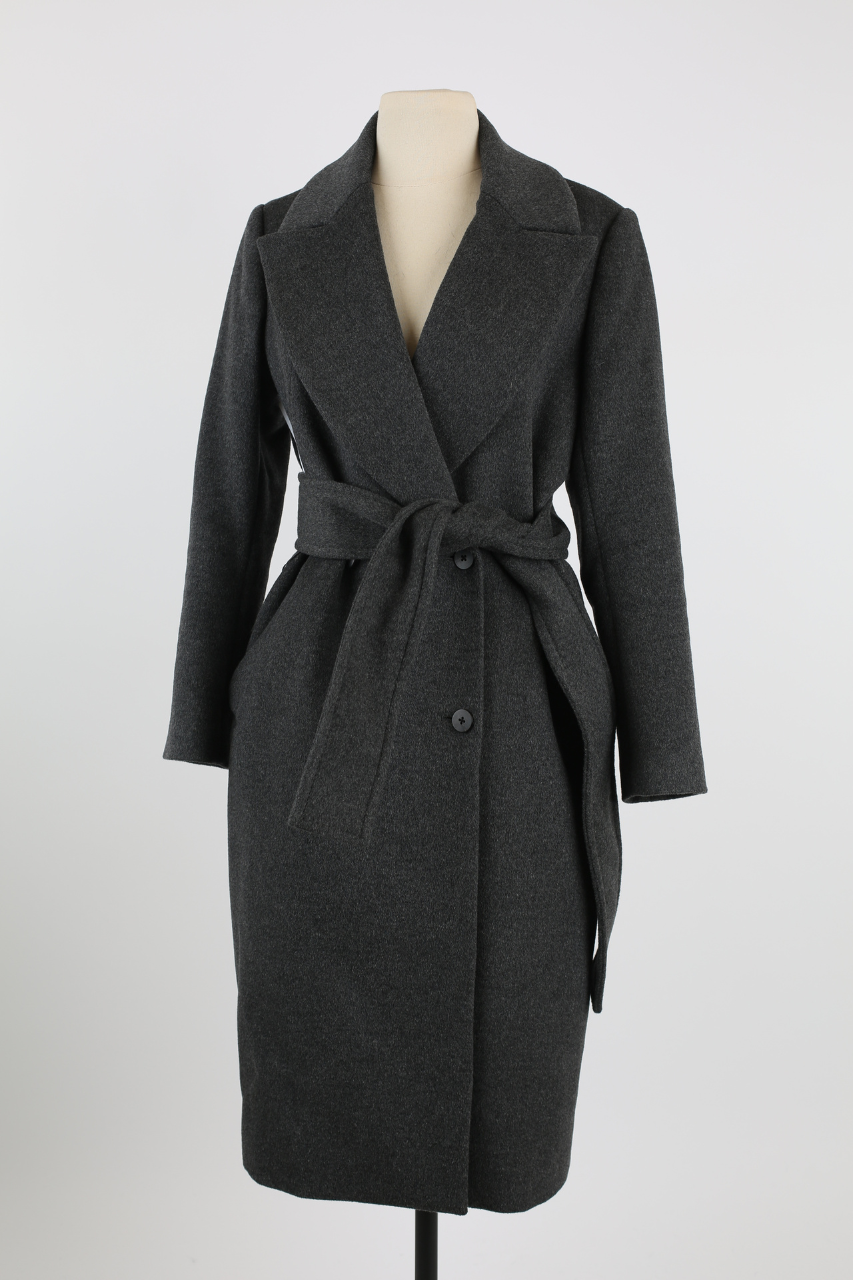 Wool/Angora Belted Wrap Coat