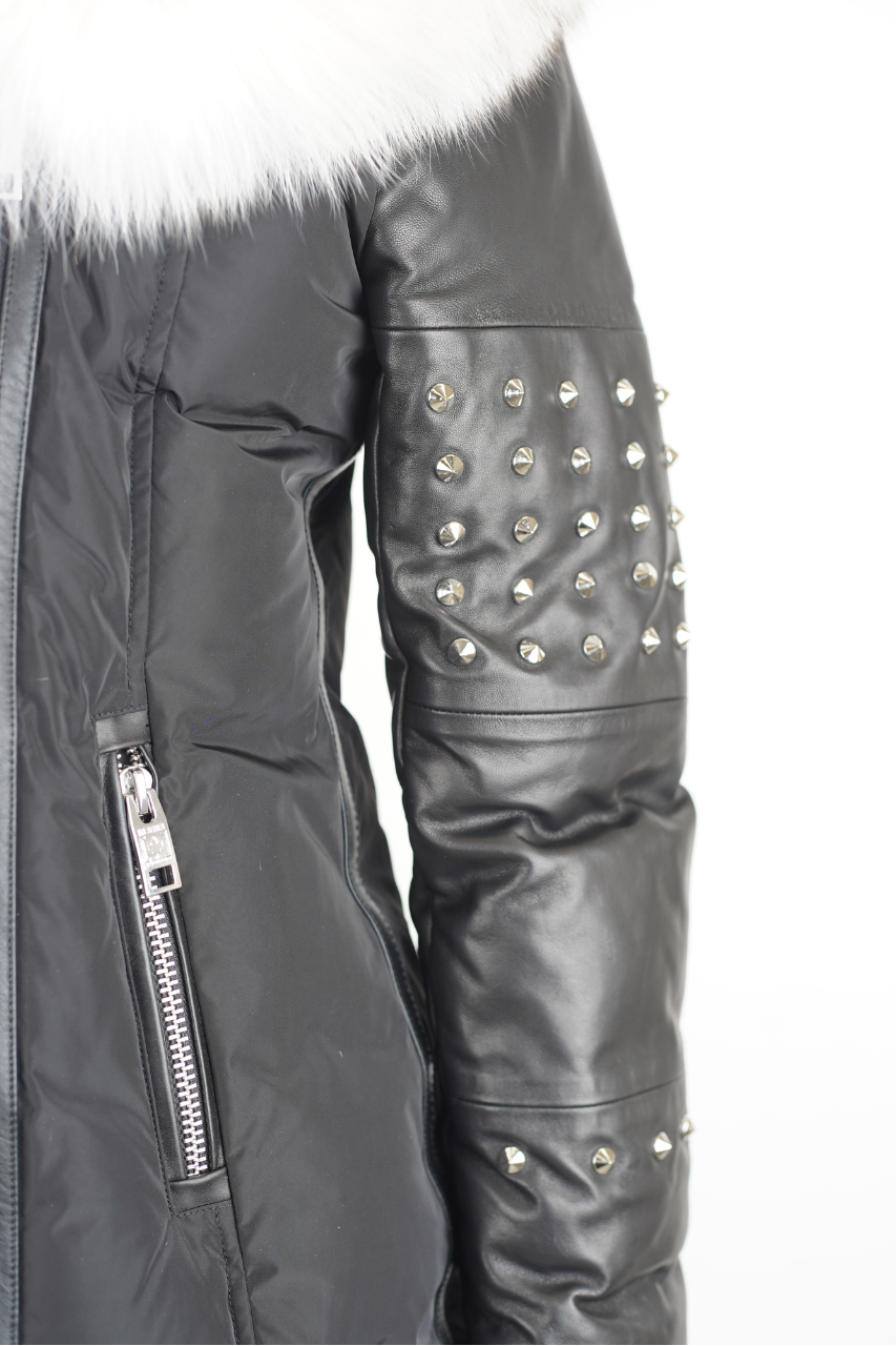 Fur Hood Down Filled Parka Coat w/ Spikes