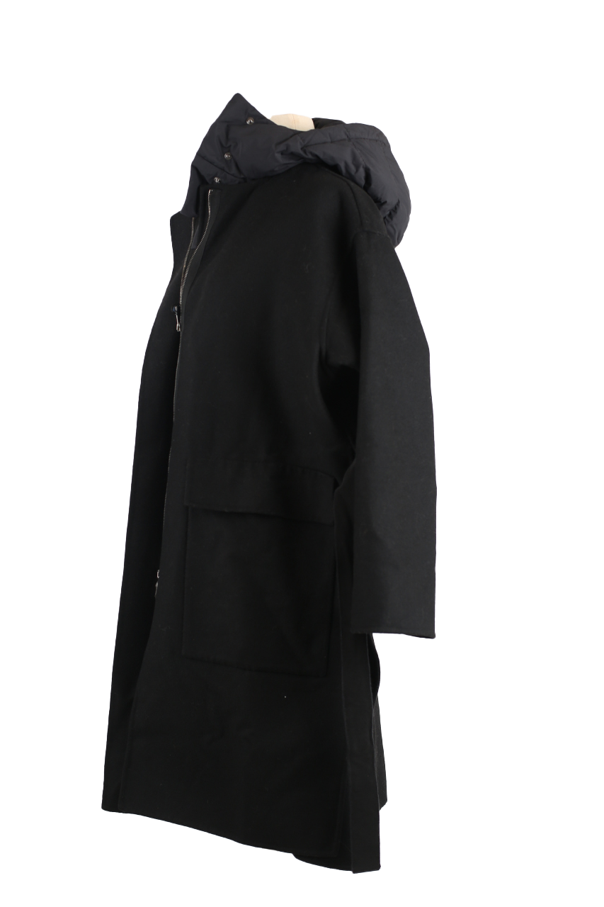 Fleole Wool Dress Wrap Coat w/ Down Bib