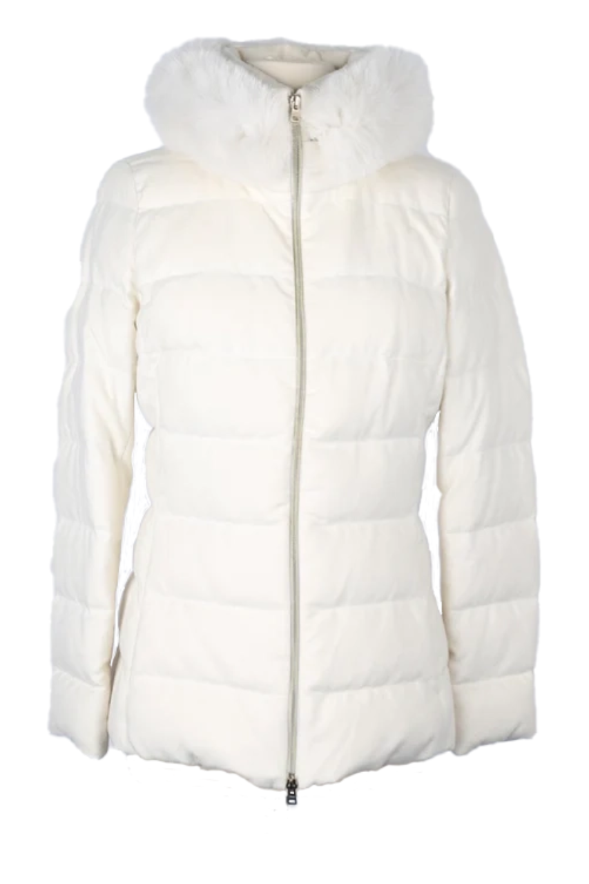 Cashmere/Silk Down Jacket W/ Fur Trim