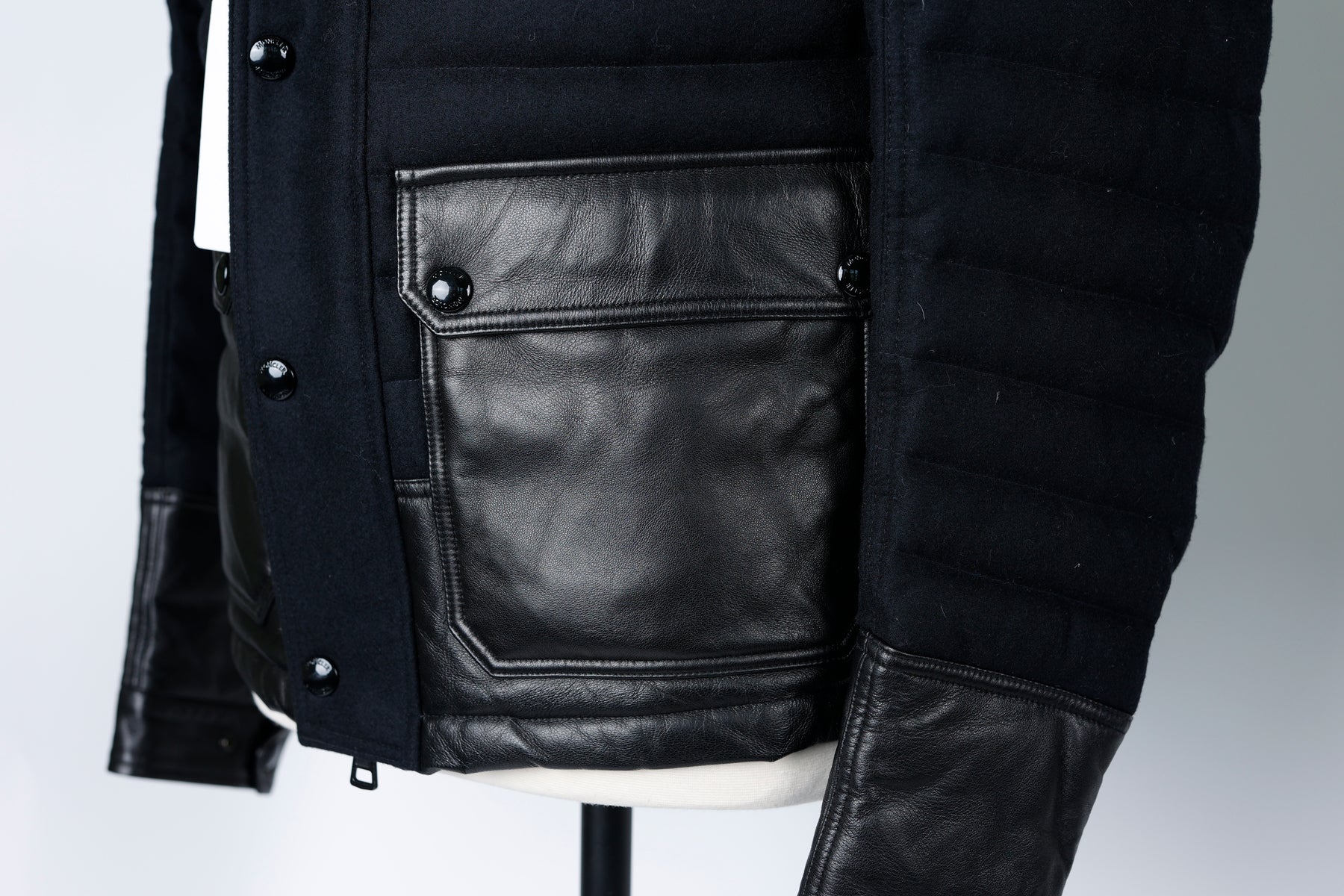 Wool Down Leather Puffer