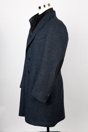 Wool Dress Coat w/ Suede Insert