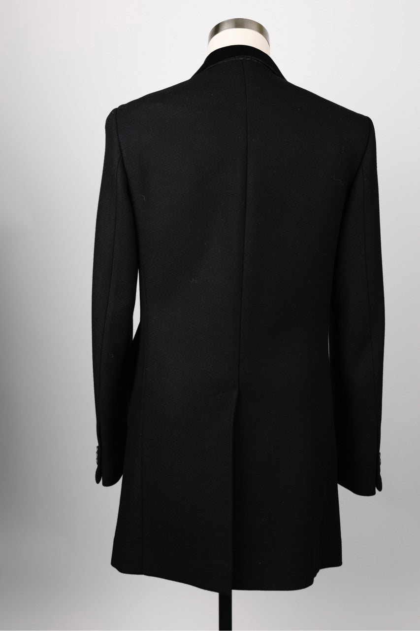 Thick Wool Dress Coat w/ Satin Collar