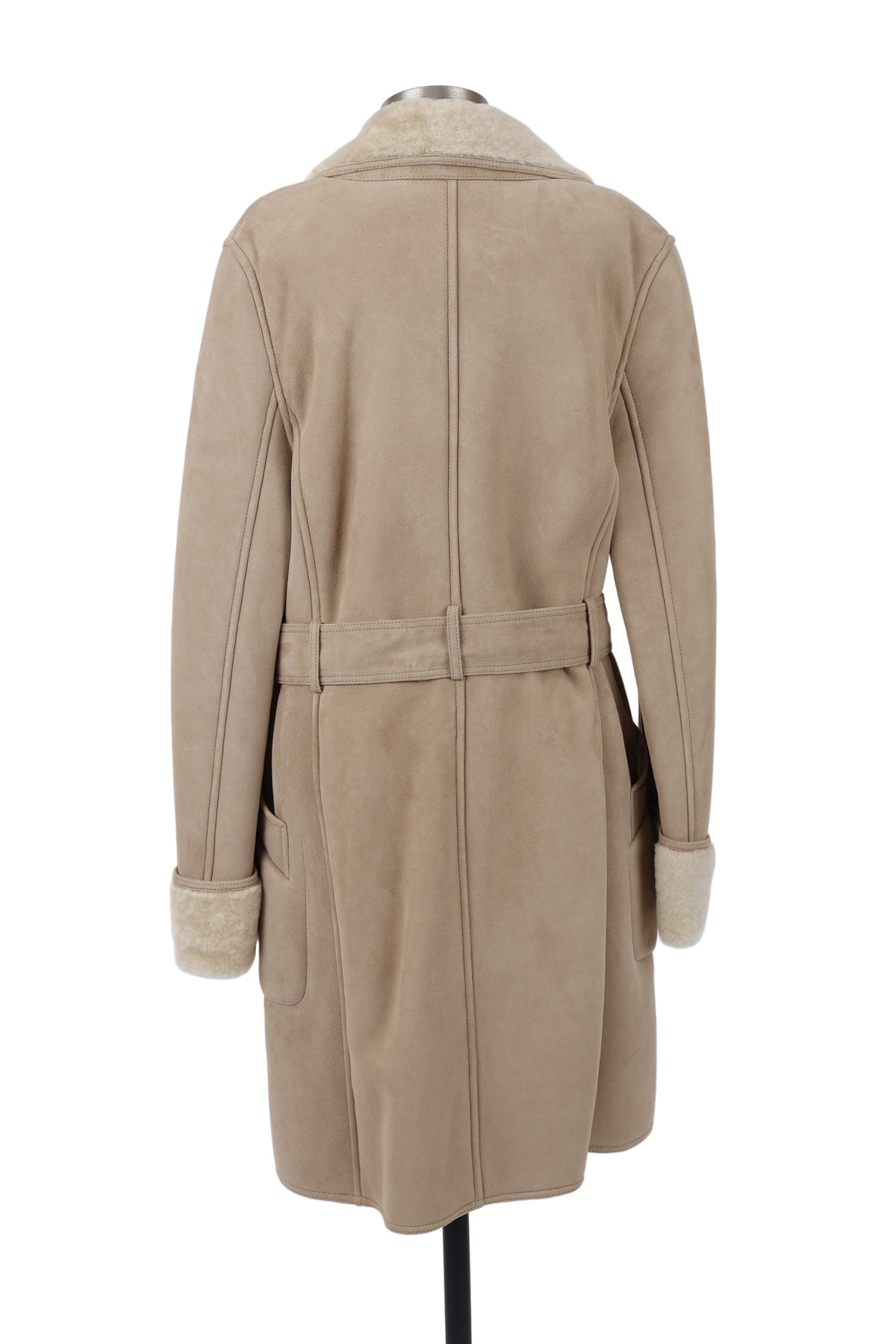 Belted Shearling Trench Coat