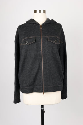 Cashmere Full Zip Denim Sweater