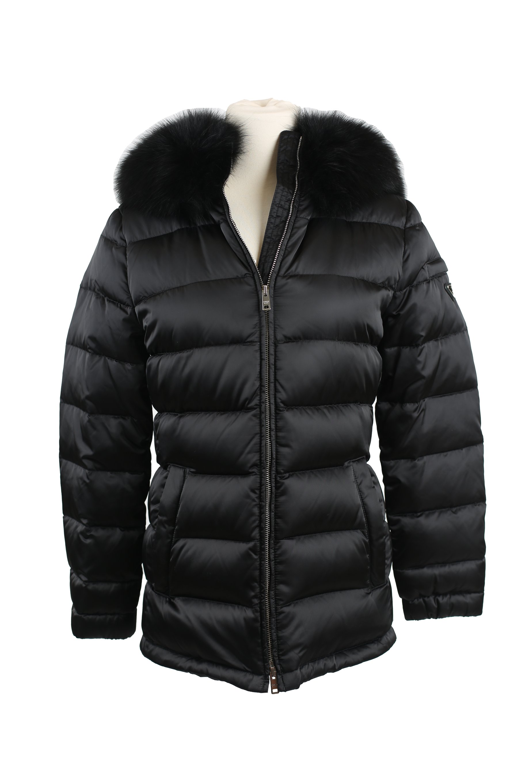 Quilted Down Puffer Coat W/ Fur Color