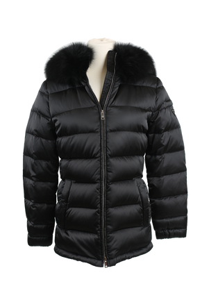 Quilted Down Puffer Coat W/ Fur Color