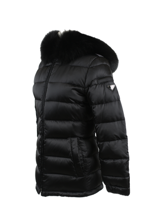 Quilted Down Puffer Coat W/ Fur Color