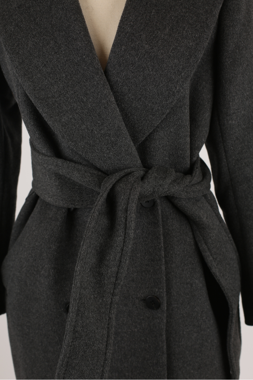 Wool/Angora Belted Wrap Coat