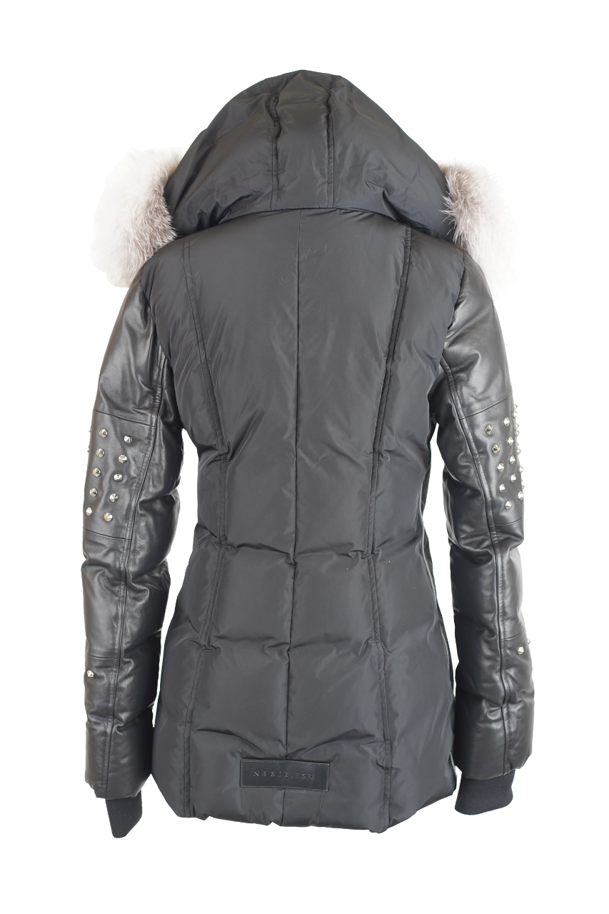 Fur Hood Down Filled Parka Coat w/ Spikes