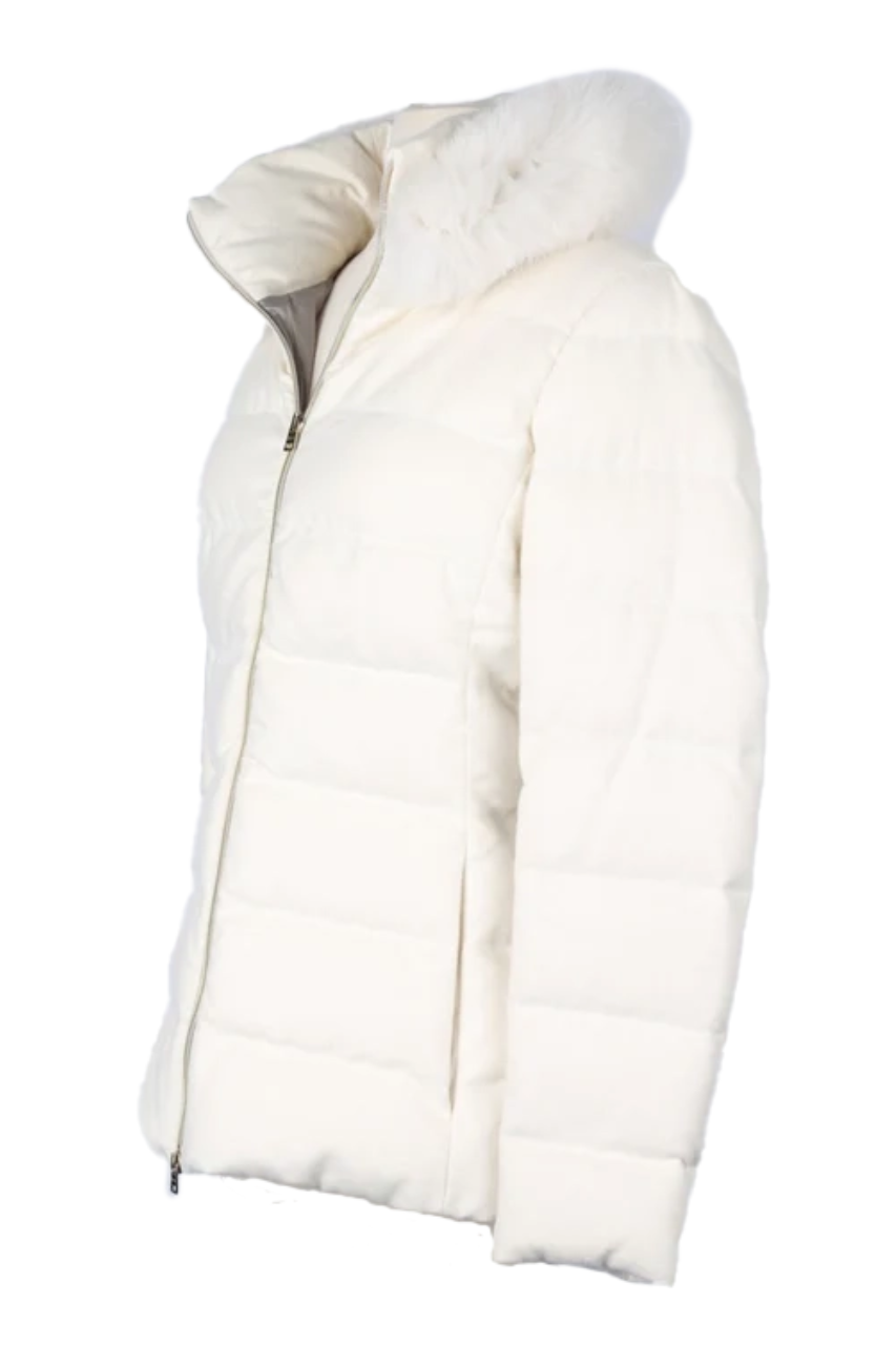 Cashmere/Silk Down Jacket W/ Fur Trim