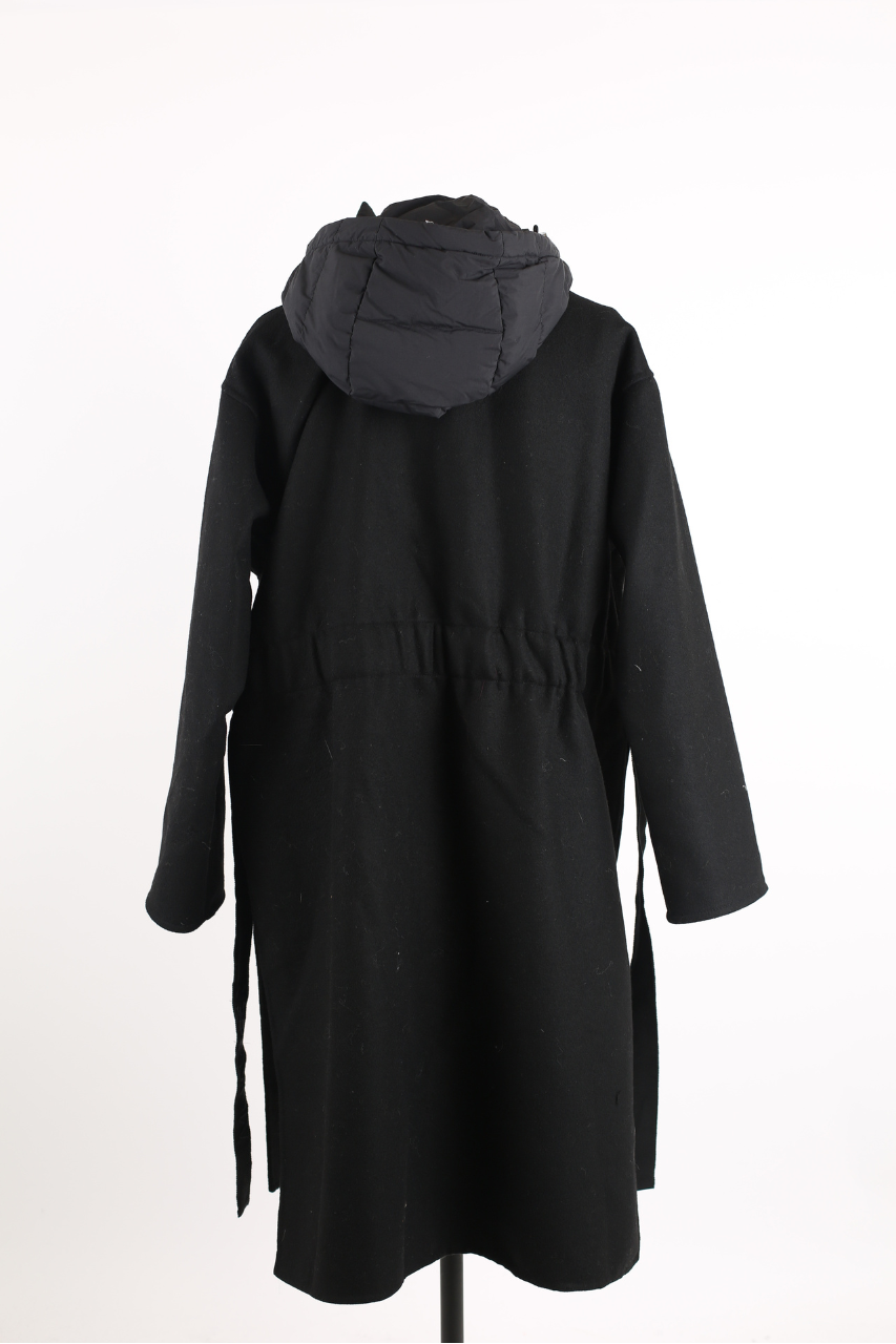 Fleole Wool Dress Wrap Coat w/ Down Bib