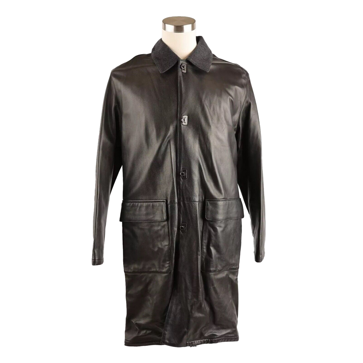 Leather Cashmere Lined Overcoat