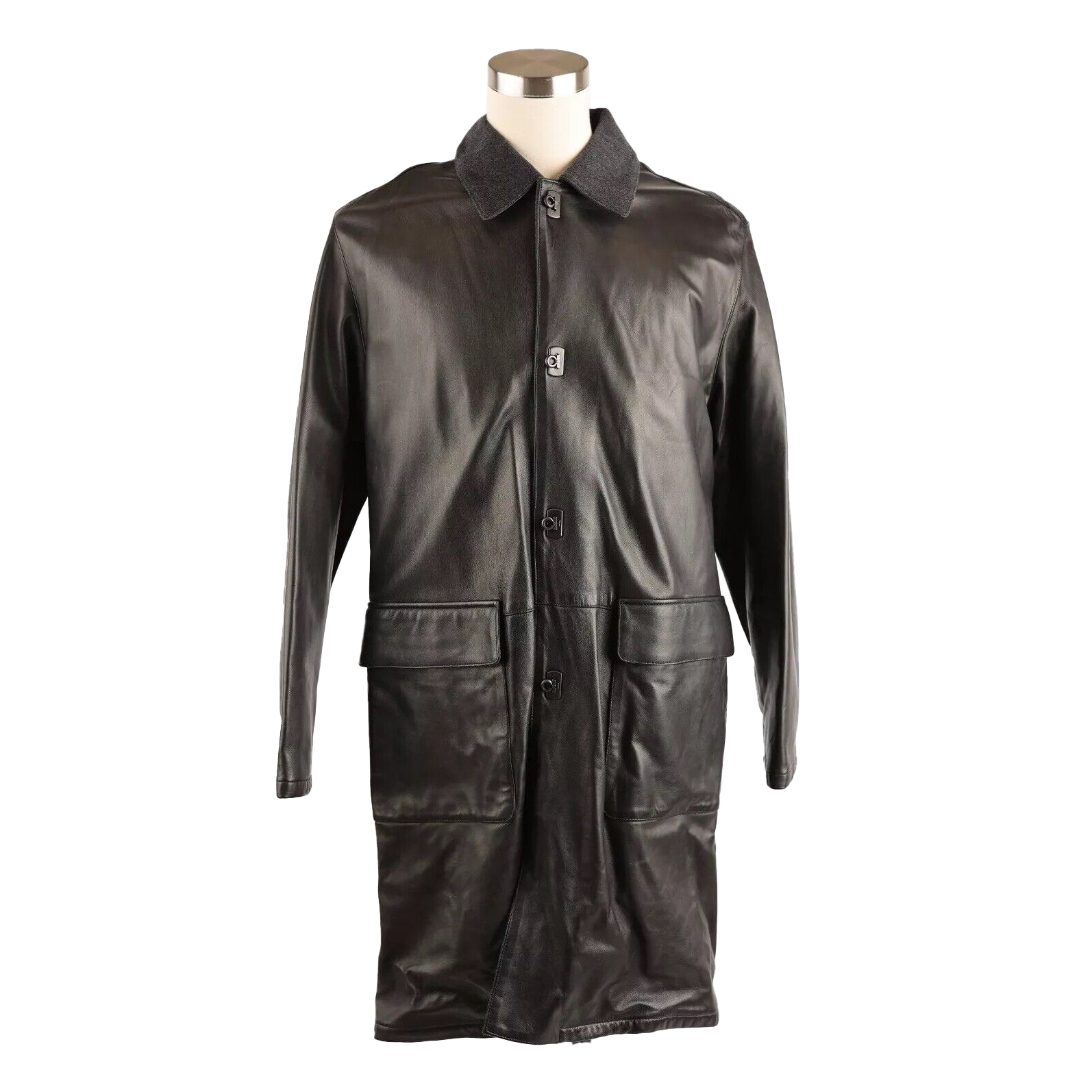 Leather Cashmere Lined Overcoat