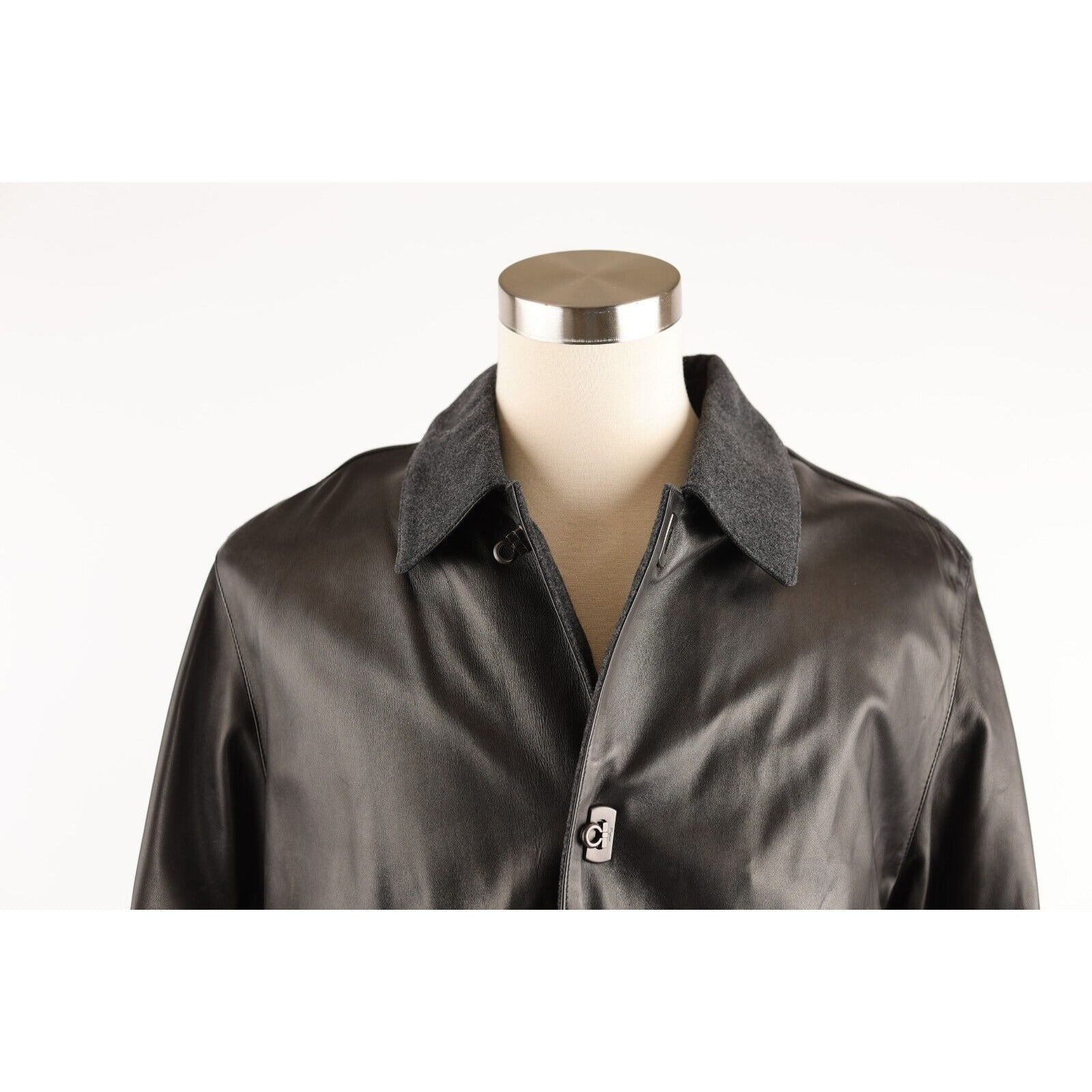 Leather Cashmere Lined Overcoat