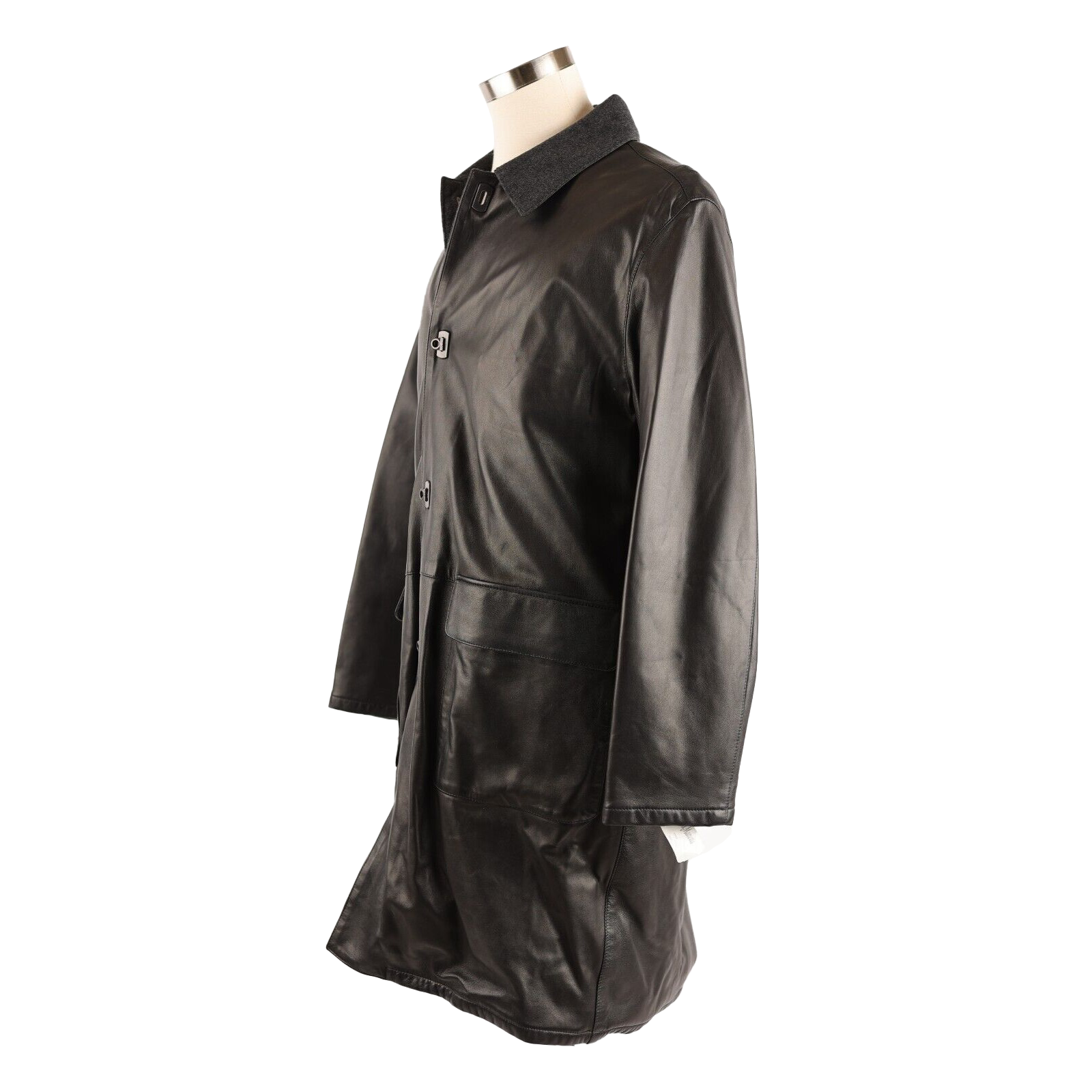 Leather Cashmere Lined Overcoat