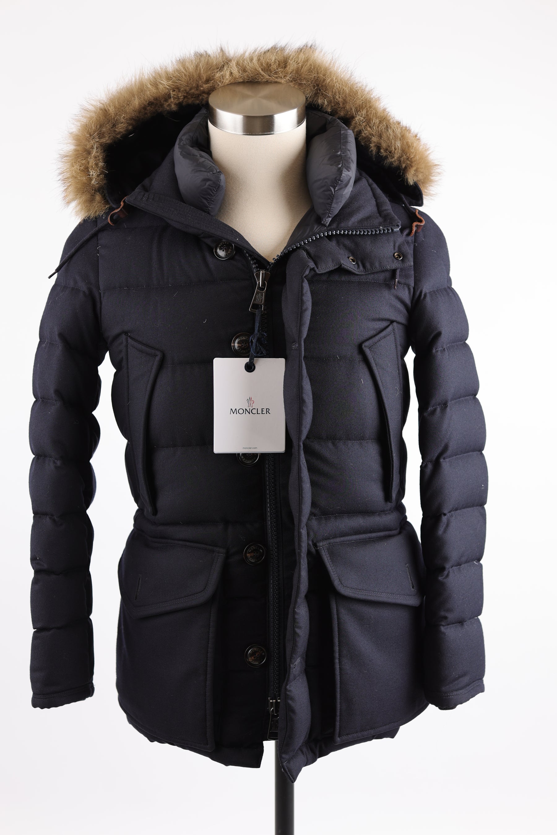 Wool Puffer Jacket W/ Fur Hood