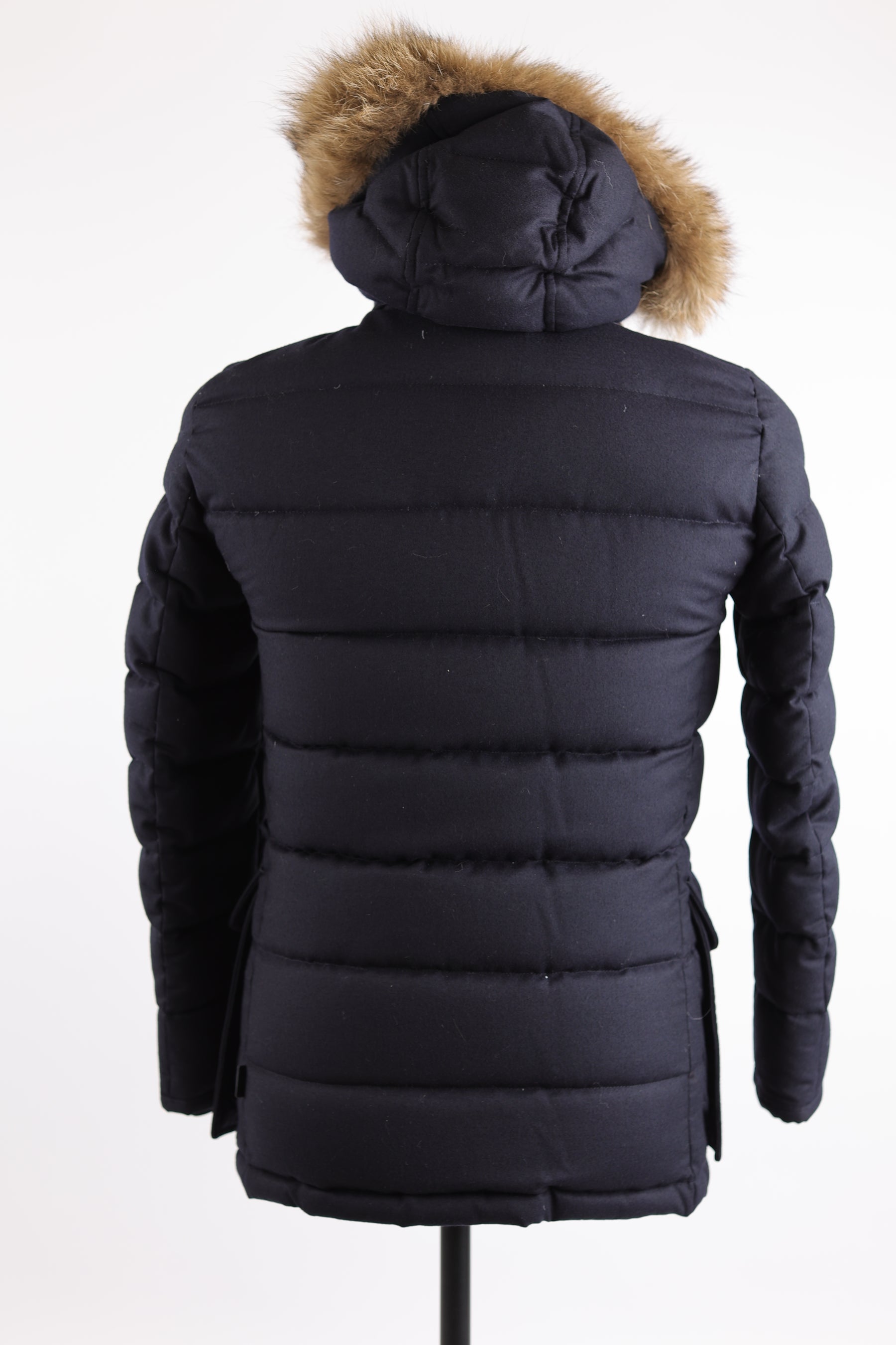 Wool Puffer Jacket W/ Fur Hood