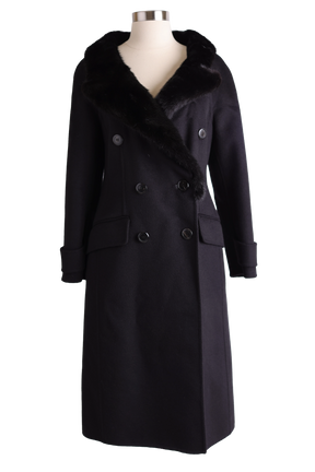 Wool Dress Coat W/ Mink Collar