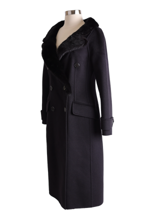 Wool Dress Coat W/ Mink Collar