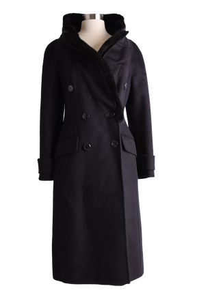 Wool Dress Coat W/ Mink Collar