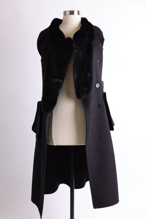 Wool Dress Coat W/ Mink Collar