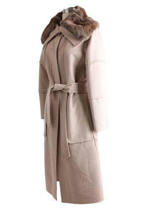 Wool Trench Coat W/ Chinchilla Trim