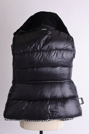 Elise Shearling Trim Houndstooth Down Puffer Jacket